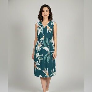 NWOT FIG Emerald Green Tropical Print Tank Sleeveless Dress Size XL